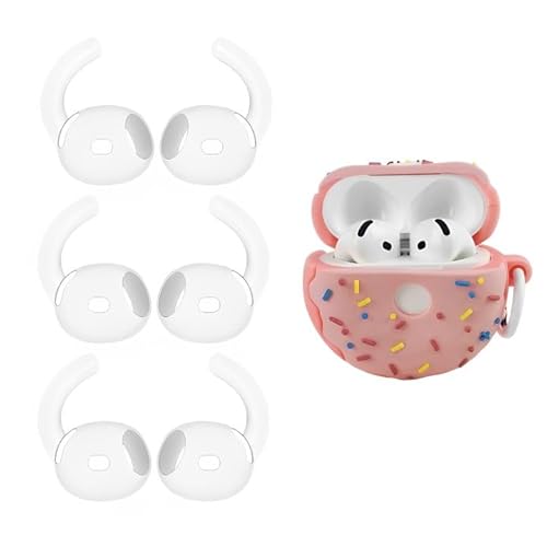 Adhiper 3 Paar Ohrbügel für Airpods 4 [zusätzliche Donut-Kopfhörer-Schutzhülle] rutschfeste Ohrstöpsel, kompatibel mit AirPods der 4. Generation von 2024, Weiß von Adhiper