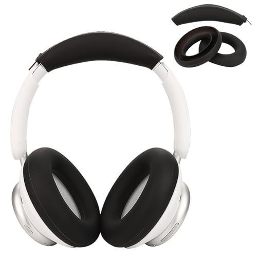 Adhiper Anker Space Q45 Silikon-Ohrpolster/Kopfband-Abdeckung für Soundcore Space Q45, schützendes Kopfhörer-Zubehör (schwarz) von Adhiper