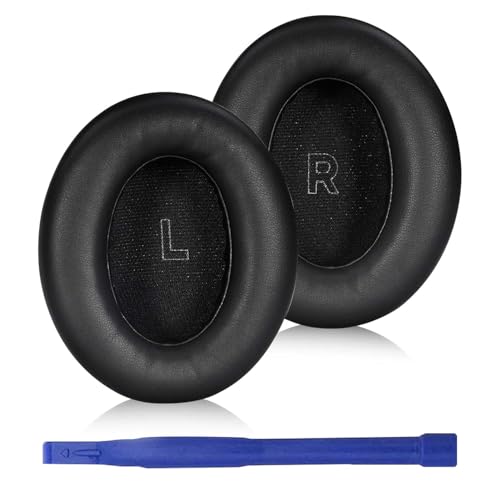 Adhiper Ersatz-Ohrpolster für Bose QuietComfort (QC) Ultra Wireless Kopfhörer, Ohrpolster mit weichem Proteinleder, hochdichter Geräuschunterdrückungsschaum (Schwarz) von Adhiper
