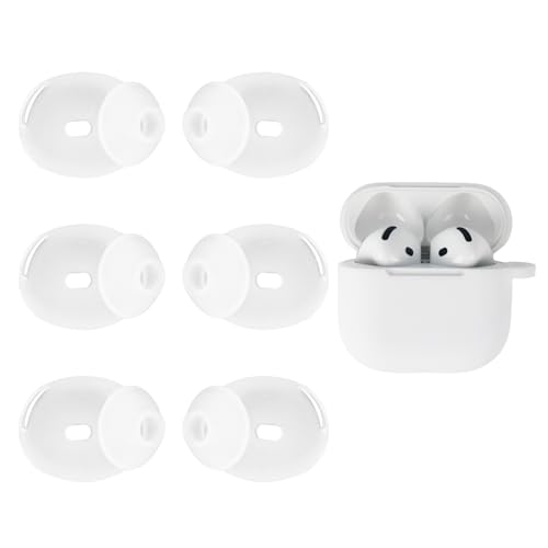 Adhiper Ersatz-Ohrstöpsel für AirPods 4, mit Silikon, transparent, 3 Paar, AirPods 4 Kopfhörer-Schutzhülle, Weiß von Adhiper