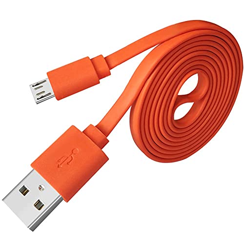 Adhiper Micro USB Flachladekabel für JBL Flip 4, Clip 3, Charge 3, Go 2, Pulse 3, Trip, Link 20, Tune 500BT und UE Boom 2 & 3 Bluetooth Lautsprecher, Schnelllade Ersatz Netzkabel (1m/Orange) von Adhiper