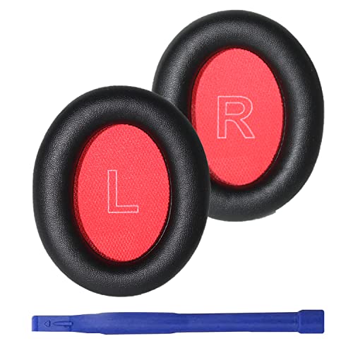 Adhiper Q10 Ohrpolster kompatibel mit Anker Soundcore Life Q10 Kopfhörern, Ersatz-Ohrpolster aus Proteinleder und Memory-Schaum, geräuschunterdrückende Ohrenschützer Ohrpolster (Schwarz+Rot) von Adhiper