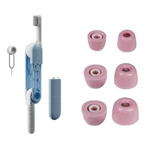 Adhiper WF-1000XM5 Memory-Schaum Ohrstöpsel Kompatibel mit Sony WF-1000XM5 In-Ear Kopfhörer,Reinigungskit für Ohrhörer/Tastatur/Maus/Handy(Rosa) von Adhiper