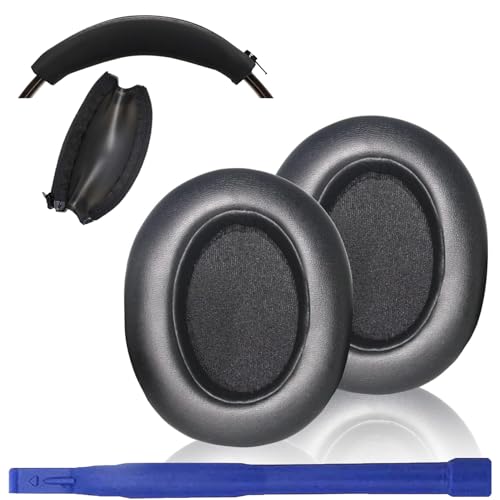 Adhiper WH-XB910N Ersatz-Ohrpolster, Silikon-Kopfband-Pad für Sony WH-XB910N Kopfhörer, Protein-Leder-Kopfhörer-Pads, Silikon-Kopfbandschutz (schwarz) von Adhiper