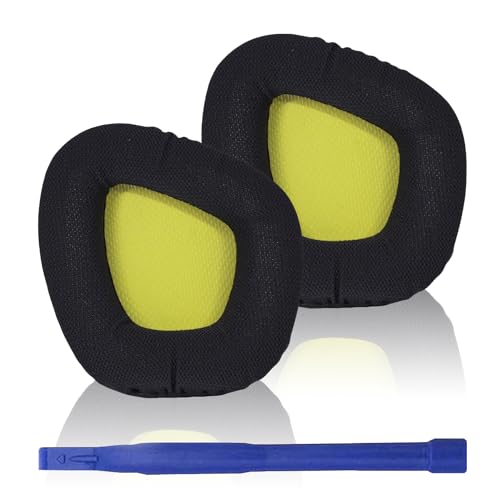 Void PRO Ohrpolster Reparaturteil für Corsair Void, Void Pro, Void Pro RGB, Void Pro RGB SE, Void Elite, Void Elite RGB-Kopfhörer, Ersatz-Ohrpolster, atmungsaktive Netz-Ohrpolster (schwarz + gelb) von Adhiper