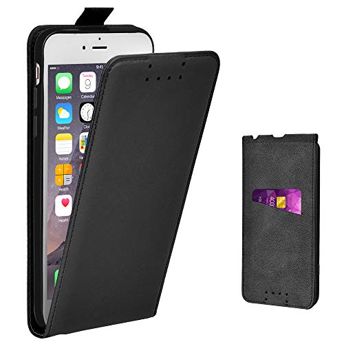 Adicase iPhone 6 Plus Hülle Leder Tasche für Apple iPhone 6 Plus / 6S Plus 5,5 Zoll Handyhülle Flip Case Schutzhülle (Schwarz) von Adicase