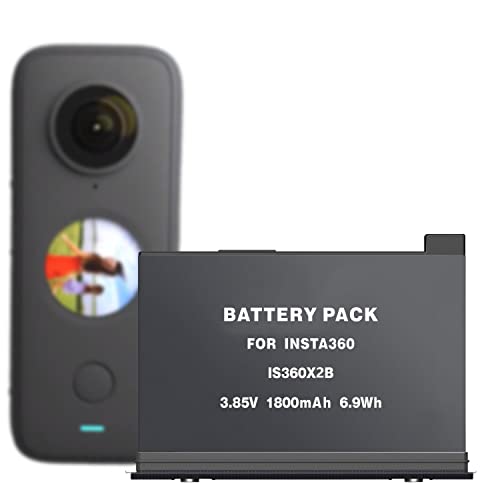 Adicop Insta 360 One X2 Akku Backup 1800mAh/Ersatz für 360 X2 Zubehör, Mini tragbarer Akku kompatibel mit insta360 X2, bietet zusätzliche 60-80 Minuten Aufnahmezeit(Batterie Nicht wasserdicht) von Adicop