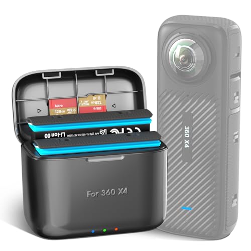 Insta 360 x4 Ladegerät Hub Schnellladung für Insta 360 ONE X4 Batterie Zubehör mit Misro Card Slots (X4 Ladegerät Station, Akku Nicht inbegriffen) von Adicop