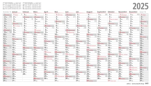 2025 ADINA Plakatkalender 139x79cm 13 Monate gerollt von Adina