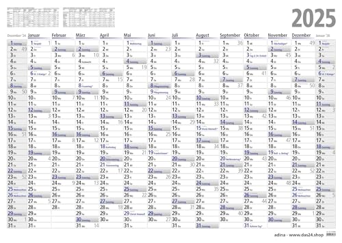 2025 ADINA Plakatkalender Wandkalender A1 84x60cm Lieferung: gefaltet von Adina