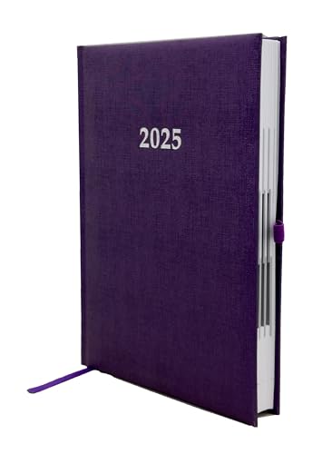 2025 Buchkalender Chefplaner A5 1 Tag 1 Seite auch sonntags violett metallic von Adina