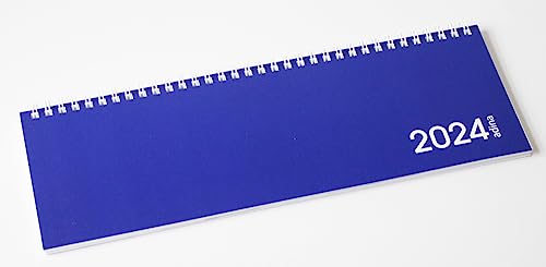 ADINA Tischquerkalender 1 Woche auf 1 Seite Kartondeckel Querterminkalender 30x10cm (blau, 2024) von Adina