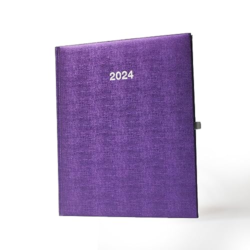 ADINA Wochenbuchkalender A5+ 21x26cm 1 Woche auf 2 Seiten cremefarbenes 80g Papier (2024 violett-metallic) von Adina