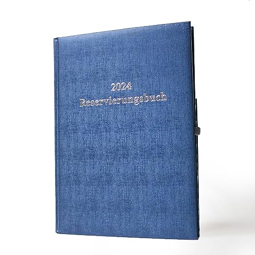 Reservierungsbuch A4 1 Seite = 1 Tag, 210 x 297 mm hochwertiger Einband (2024 blau-metallic) von Adina