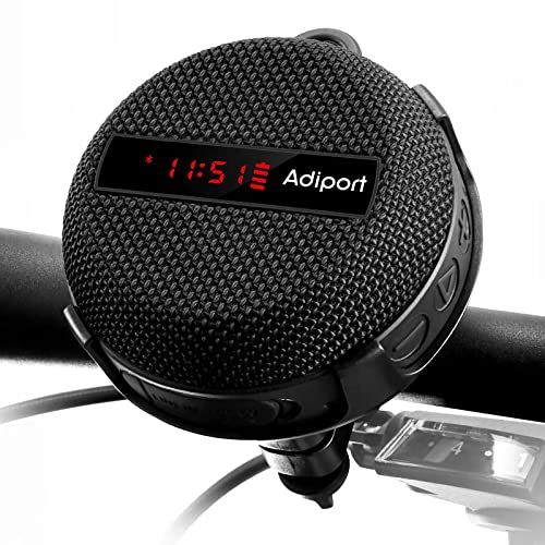 Adiport Fahrrad Bluetooth Lautsprecher,Fahrgeschwindigkeit,Akkuleistung und Zeitanzeige,tragbarer drahtloser Fahrradlautsprecher,satter Bass und lauter Sound,wasserdicht für Outdoor Radfahren Wandern von Adiport