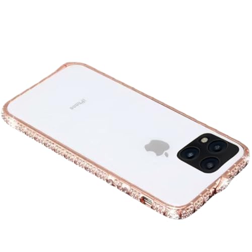 AdirMi Bumper Hülle für iPhone 15 Pro Max/15 Pro/15 Plus/15, Bling Glitzer Diamant Rahmen Hülle, Glänzend Sparkle Mode Luxus Cover Keine Rückwand (Roségold, 15) von AdirMi