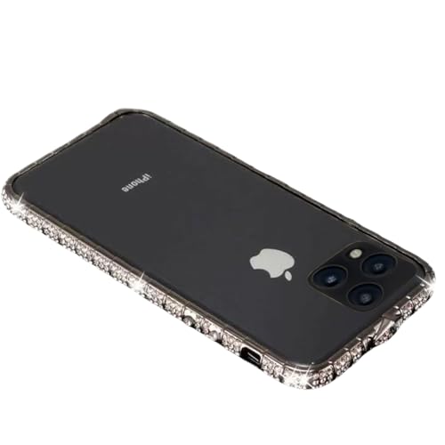 AdirMi Bumper Hülle für iPhone 15 Pro Max/15 Pro/15 Plus/15, Bling Glitzer Diamant Rahmen Hülle, Glänzend Sparkle Mode Luxus Cover Keine Rückwand (Schwarz, 15 Plus) von AdirMi