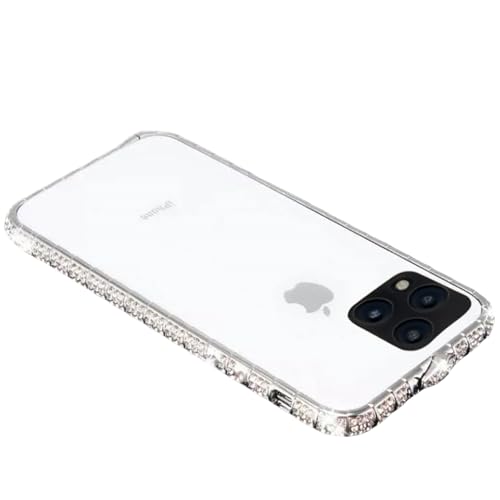 AdirMi Bumper Hülle für iPhone 15 Pro Max/15 Pro/15 Plus/15, Bling Glitzer Diamant Rahmen Hülle, Glänzend Sparkle Mode Luxus Cover Keine Rückwand (Silber, 15 Pro Max) von AdirMi