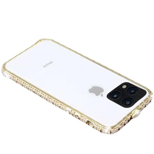 AdirMi Bumper Hülle für iPhone 15 Pro Max/15 Pro/15 Plus/15 Bling Glitzer Diamant Rahmen Case Glänzend Sparkle Mode Luxus Cover Keine Rückwand (Gold, 15 Plus) von AdirMi