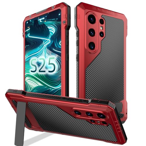 AdirMi Metall-Schutzhülle für Samsung Galaxy S25 Ultra, mit Ständer, Displayschutzfolie, langlebig, stoßfest, strapazierfähig, Ganzkörperabdeckung, Rot AdirMi Metall-Schutzhülle für Samsung Galaxy S25 Ultra, mit Ständer, Displayschutzfolie, langlebig, stoßfest, strapazierfähig, Ganzkörperabdeckung, Rot von AdirMi