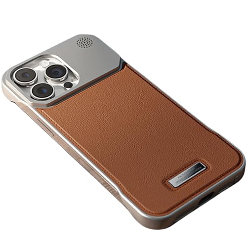 AdirMi Rahmenlose Hülle für iPhone 15 Pro Max/15 Pro/15 Plus/15, kompatibel mit Magsafe, kratzfeste, schlanke Luxus-Leder-harte PC-Hülle (Braun, 15 Plus) von AdirMi