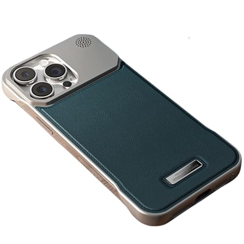 AdirMi Rahmenlose Hülle für iPhone 16 Pro Max/16 Pro/16 Plus/16, kompatibel mit Magsafe, Anti-Scratch Slim Luxus Leder Hard PC Hülle (Blau, 16 Pro Max) von AdirMi