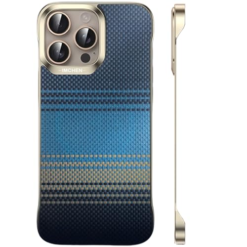 AdirMi Rahmenlose Schutzhülle für iPhone 13 Pro/13 Pro Max, minimalistische Kohlefaser-Textur, schmale Passform, stoßfeste Abdeckung mit Metalllinsenring, kompatibel mit MagSafe (Blau, 13 Pro Max) von AdirMi