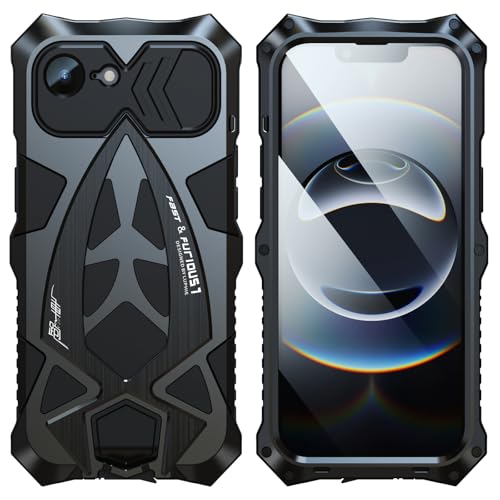 AdirMi Schutzhülle für iPhone 16FE, robust, stoßfest, mit Displayschutzfolie, Metallrahmen, Schutz in Militärqualität, Schwarz von AdirMi