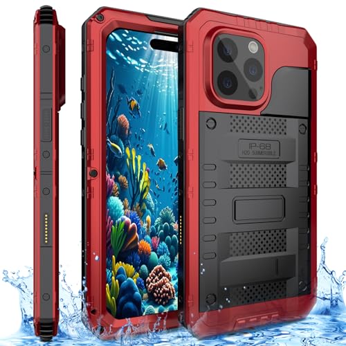 AdirMi Wasserdichte Schutzhülle für iPhone 16 Pro Max/16 Pro/16 Plus/16, aus Metall, robuste Ganzkörper-Schutzhülle mit eingebautem Displayschutz, stoßfeste Schutzhülle in Militärqualität (Rot, 16 Pro AdirMi Wasserdichte Schutzhülle für iPhone 16 Pro Max/16 Pro/16 Plus/16, aus Metall, robuste Ganzkörper-Schutzhülle mit eingebautem Displayschutz, stoßfeste Schutzhülle in Militärqualität (Rot, 16 Pro von AdirMi