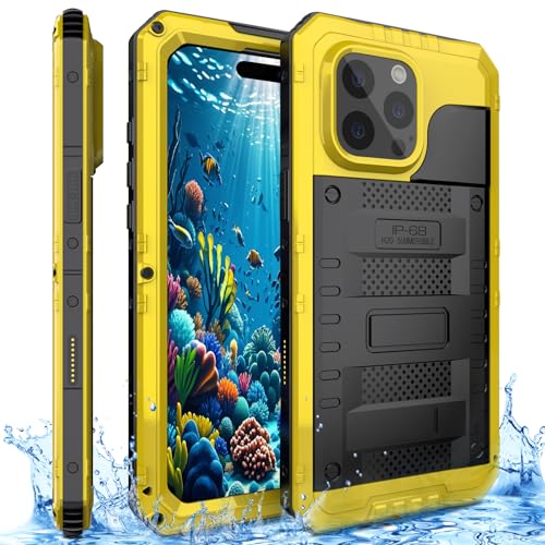 Wasserdichte Schutzhülle für iPhone 16 Pro Max/16 Pro/16 Plus/16, aus Metall, robuste Ganzkörper-Schutzhülle mit eingebautem Displayschutz, stoßfeste Schutzhülle in Militärqualität (Gelb, 16 Pro Max) Wasserdichte Schutzhülle für iPhone 16 Pro Max/16 Pro/16 Plus/16, aus Metall, robuste Ganzkörper-Schutzhülle mit eingebautem Displayschutz, stoßfeste Schutzhülle in Militärqualität (Gelb, 16 Pro Max) von AdirMi