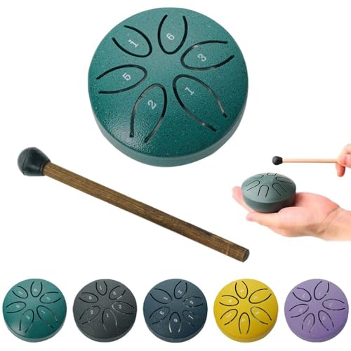 Rain Drum for Outside, Rain Drum For Outside When It Rains, Rain Drum Instrument for Outside, Outside Musical Rain Drum For Garden, Mini Handpan Drum (Green) von Adius