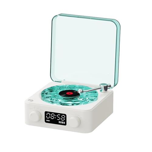 The Waves Vinyl Player,Waves Vintage Vinyl Record Player Bluetooth Speaker, Retro Turntable Speaker with 4 Sounds of Nature with RGB Light for Relax Asleep (White) von Adius