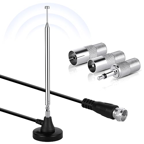 Adiwo DAB UKW Radioantenne,Antenne mit Magnetfuß 3 m Verlängerungskabel 75 Ohm FM UKW Radio Antenne für Tuner Stereo-Verstärker Heimkino-System Heimkino-System HiFi-Receiver mit Magnetfuß von Adiwo