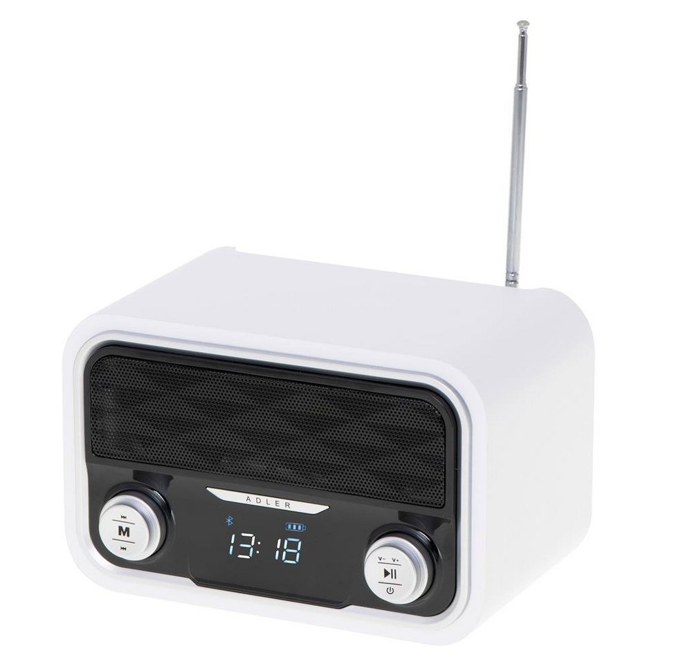 Adler AD 1185 Küchen-Radio (Bluetooth, UKW, USB, MP3, Akku, Modernes Radio, FM-Radio, AUX, weiß) von Adler