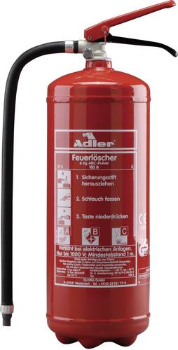 Adler PDE6 Pulverfeuerlöscher 6kg Brandklasse: A, B, C Inhalt 1St. von Adler