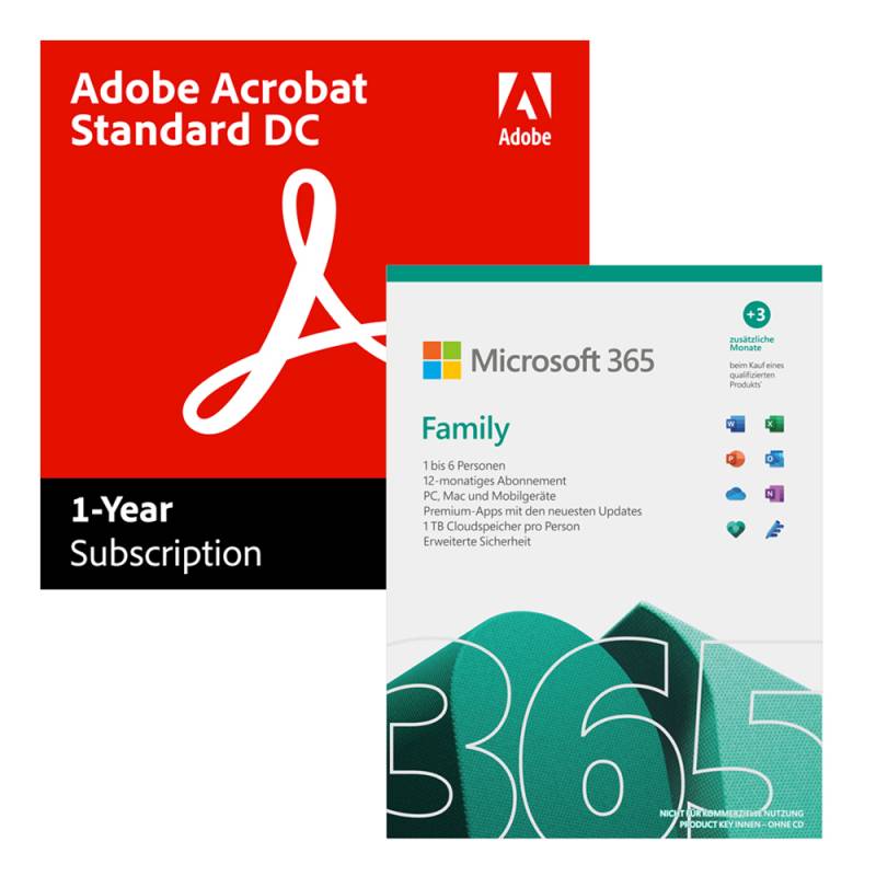 Adobe Acrobat Standard | 1 Jahr | Win/Mac | inkl. Microsoft 365 Family [6 User - 12+3 Monate] von Adobe