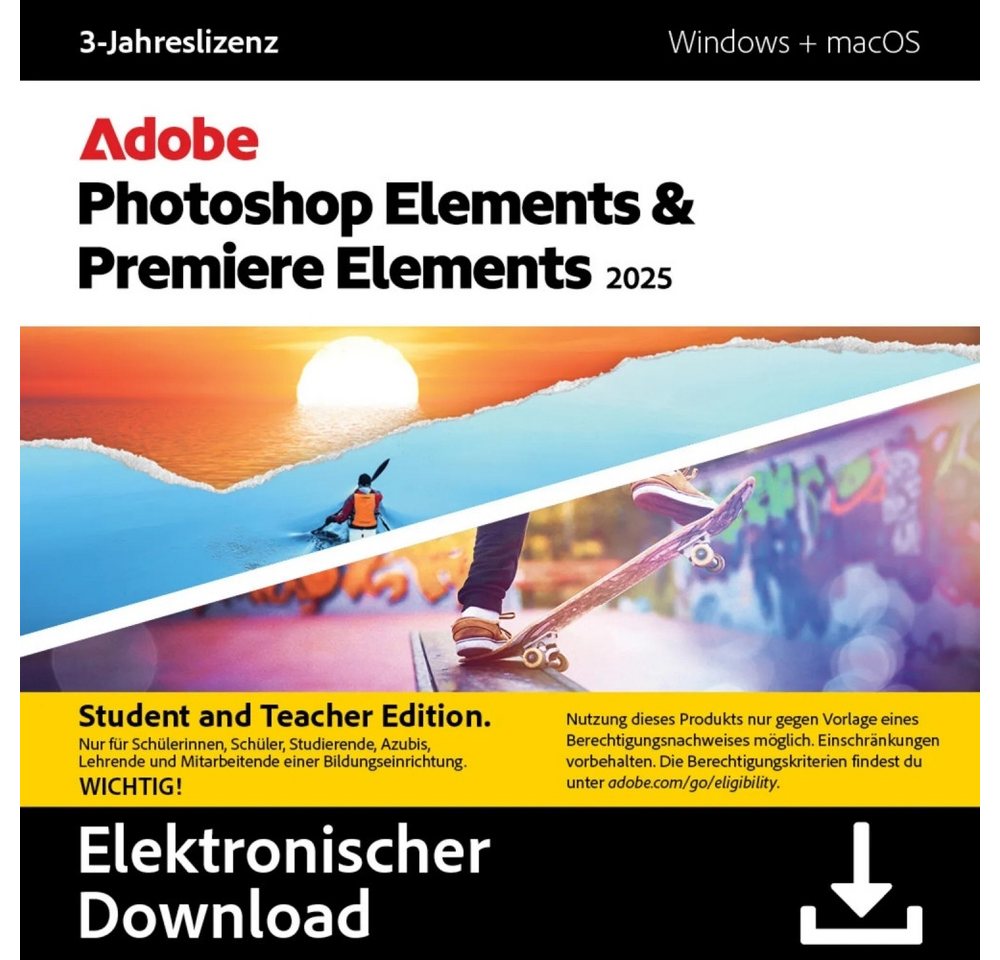 Adobe Adobe Photoshop & Premiere Elements 2025 Software. Computer-Kabel, Benutzerfreundliche Software für kreative Projekte Adobe Adobe Photoshop & Premiere Elements 2025 Software. Computer-Kabel, Benutzerfreundliche Software für kreative Projekte von Adobe