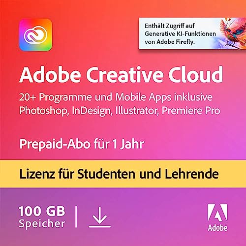 Adobe Creative Cloud All Apps | Student und Teacher | 1 Jahr | PC/Mac | Download von Adobe