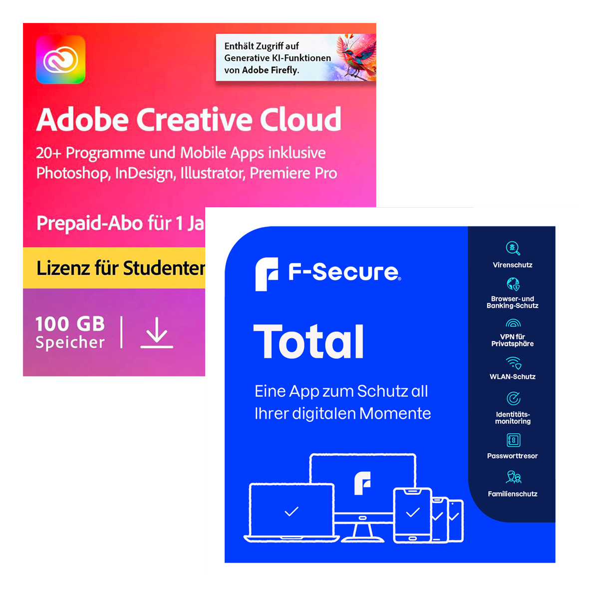 Adobe Creative Cloud All Apps | Studierende und Lehrende | 1 Jahr | 100GB | PC/Mac | inkl. F-Secure Total [7 Devices - 12+3 Monate] von Adobe