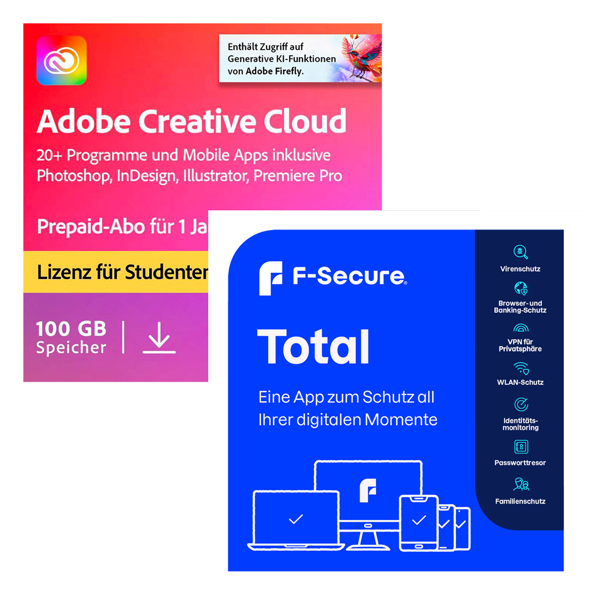 Adobe Creative Cloud All Apps | Studierende und Lehrende | 1 Jahr | 100GB | PC/Mac | inkl. F-Secure Total [7 Devices - 12+3 Monate] von Adobe