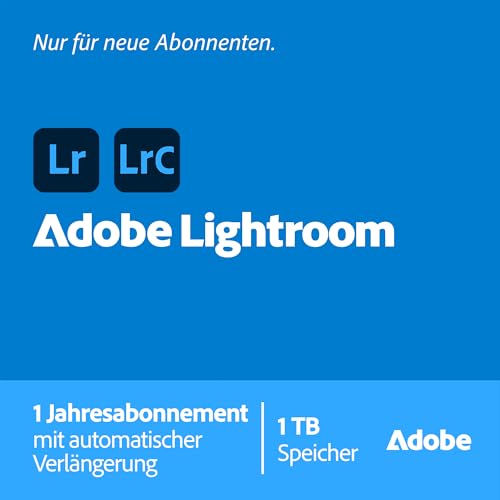 Adobe Lightroom inkl. Lightroom Classic 1 TB | Fotos bearbeiten, organisieren & teilen |Generative KI | Jahresabonnement mit automatischer Verlängerung | PC/Mac von Adobe