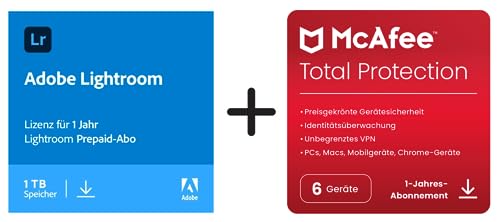 Adobe Photoshop Lightroom + McAfee Total Protection 2023 | 6 Geräte | 12 Monate | 2023 | Aktivierungscode per Email von Adobe