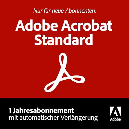 Adobe Standard | PDF's erstellen, bearbeiten, signieren und teilen |1 Jahresabonnement mit automatischer Verlängerung | PC/Mac von Adobe