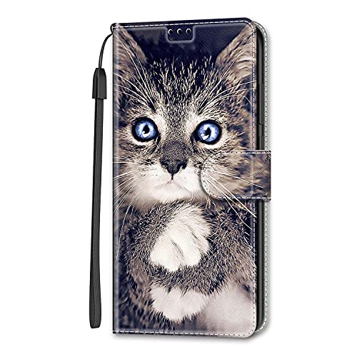 Adolasx Kompatibel für Google Pixel 8 Pro Hülle Leder mit Band Motiv Kartenfach Klappbar Flip Tier Hüllen [Magnetisch] Handyhülle Bumper PU Cover Case - Katze 1 von Adolasx
