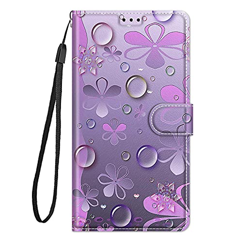 Adolasx Kompatibel für Honor Magic 6 Lite 5G Hülle Leder mit Band Motiv Kartenfach Silikon Klappbar Flip Tier Hüllen [Magnetisch] Handyhülle Bumper PU Cover Case - Violett von Adolasx