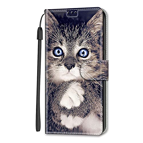 Adolasx Kompatibel für Motorola Moto G54 5G Hülle Leder mit Band Motiv Kartenfach Klappbar Flip Tier Hüllen [Magnetisch] Handyhülle Bumper PU Cover Case - Katze 1 von Adolasx