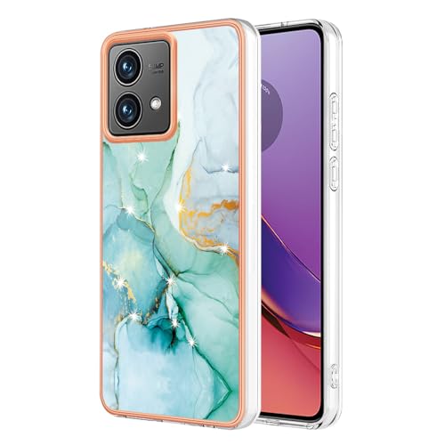 Adolasx Kompatibel für Motorola Moto G84 5G Hülle Marmor Motiv Silikon Bumper + PC Hart Backcover Ultra Dünn Hüllen Handyhülle Cover Case - Grün von Adolasx