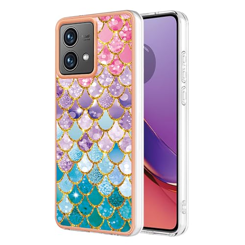 Adolasx Kompatibel für Motorola Moto G84 5G Hülle Marmor Motiv Silikon Bumper + PC Hart Backcover Ultra Dünn Hüllen Handyhülle Cover Case - Regenbogen von Adolasx