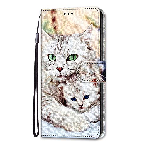 Adolasx Kompatibel für Nothing CMF Phone 1 Hülle Leder mit Band Motiv [Magnetisch] Kartenfach Klappbar Flip Tier Hüllen Handyhülle Bumper PU Cover Case - Katze C von Adolasx