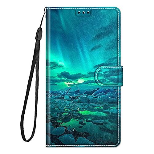 Adolasx Kompatibel für Samsung Galaxy S24 5G Hülle Leder mit Band Motiv Kartenfach Silikon Klappbar Flip Tier Hüllen [Magnetisch] Handyhülle Bumper PU Cover Case - Grün von Adolasx